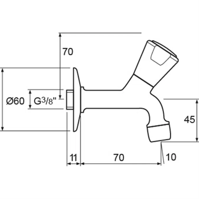 NIMBUS II MESSING WALL TAP CHROME G3/8