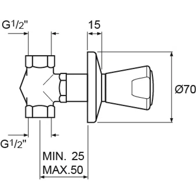 NIMBUS II MESSING STOP VALVE B-IN CHROME G1/2