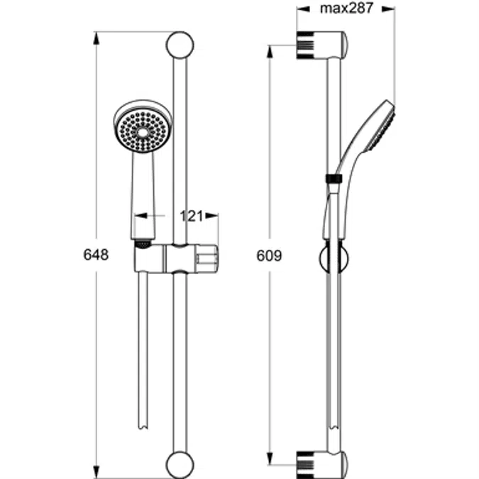 AQUA 80 glijstangcombinatie 600 mm