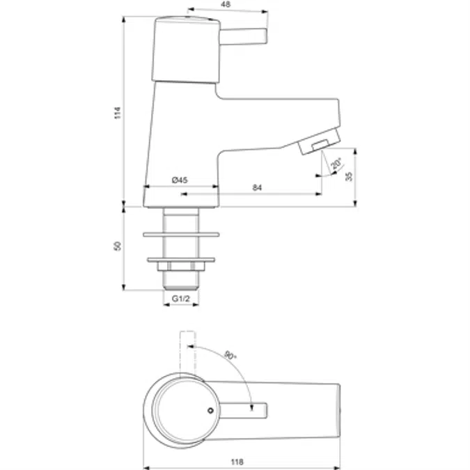 NIMBUS LOOK PILLAR TAP G1/2 5L/MIN COLD/WTR