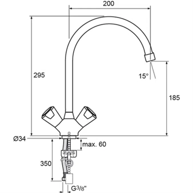 NIMBUS II MESSING BASIN MIXER RIM T.SP J200 CHAIN