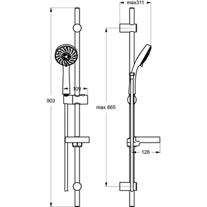 AQUA L3 SHOWER KIT 3F/100 900MM MET/1750 SD