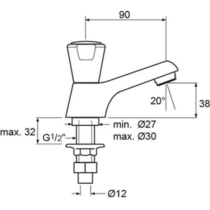 NIMBUS II MESSING PILLAR TAP CHROME