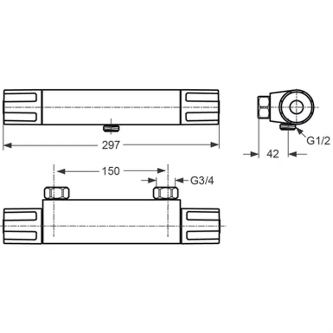 CERAPLUS SAFE THERMOSTATIC SHOWER MIXER EXPOSED CHROME 150MM