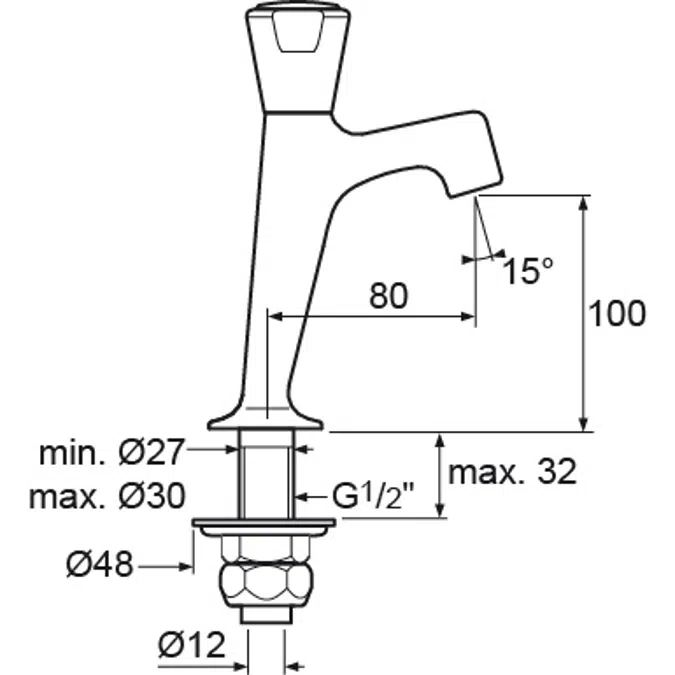 NIMBUS II MESSING PILLAR TAP HIGH CHROME