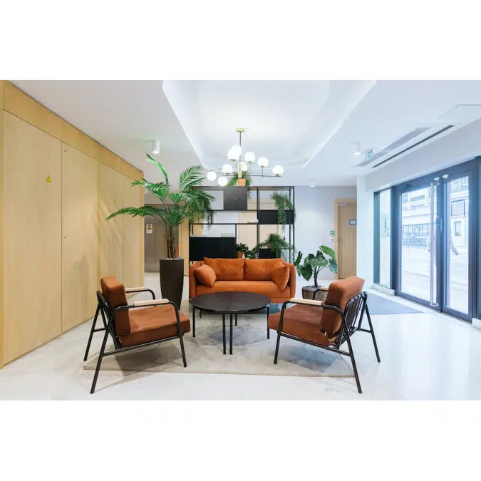 The Areca in a brown oyster pot. Artificial plant