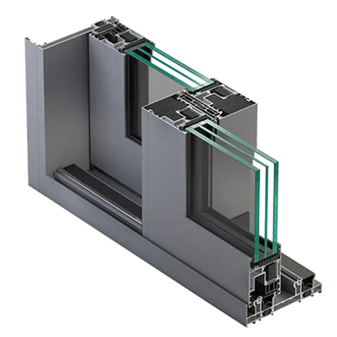 Metra NC-S 170 HES - 2 Standflügel 1 zentraler Schiebeflügel. Schiebesysteme aus Aluminium für Fenster und Türen