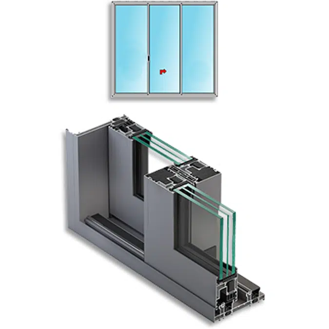 Metra NC-S 170 HES - 2 fixed sashes with 1 central sliding sash Aluminium Sliding System for windows and doors