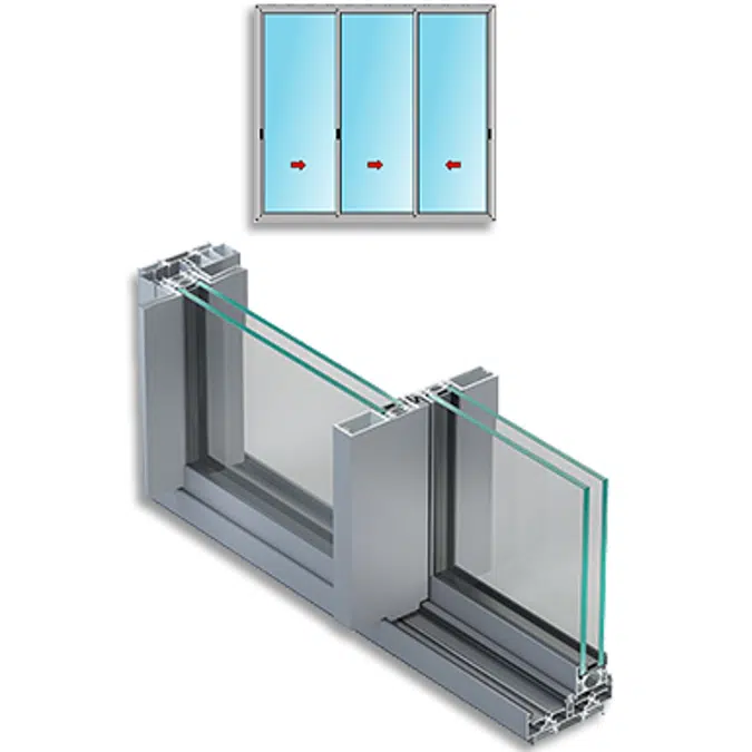 Metra NC-S 120 STH SLIM 45 - 3 sliding sashes on 2 tracks Aluminium Sliding System for windows and doors