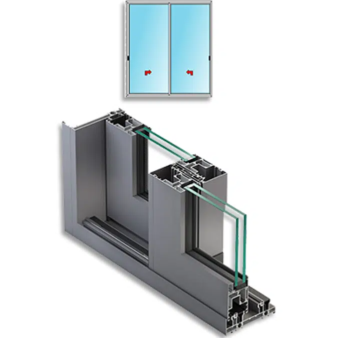 Metra NC-S 150 HES - 2 vantaux coulissants 2 rails.Fenêtres et portes coulissantes en aluminium