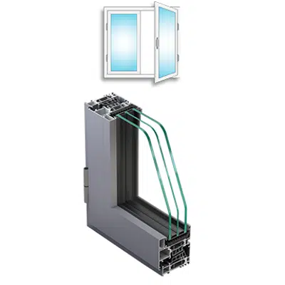 Image pour Metra NC 75 HES WS - Porte fenêtre à frappe 2 vantaux en aluminium ouverture interne