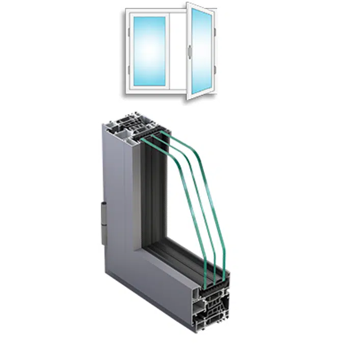 Metra NC 75 HES WS - PortaFinestra 2 ante in alluminio a battente apertura interna