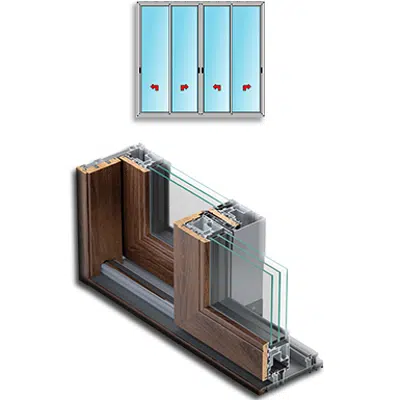 Metra AELLE-S 190 STH - 4 sliding sashes on 2 tracks Aluminium Sliding System for windows and doors图像