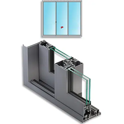 Metra NC-S 150 HES - 2 fixed sashes with 1 central sliding sash Aluminium Sliding System for windows and doors için görüntü