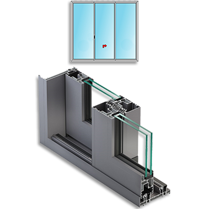 Metra NC-S 150 HES - 2 fixed sashes with 1 central sliding sash Aluminium Sliding System for windows and doors
