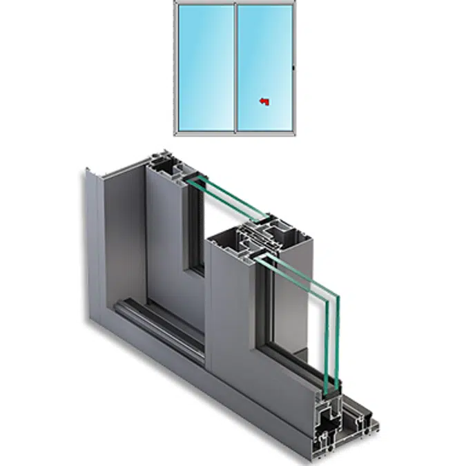 Metra NC-S 150 HES - 1 vantail coulissant 1 fixe rail inférieur minimal .Fenêtres et portes coulissantes en aluminium