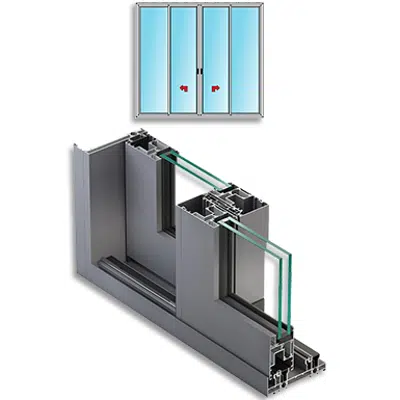 Image pour Metra NC-S 150 HES - 2 vantaux coulissants 2 fixes  rail inférieur minimal .Fenêtres et portes coulissantes en aluminium