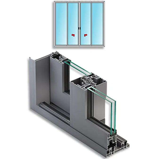 Metra NC-S 150 HES - 2 sliding sashes with 2 fixed sashes low sill Aluminium Sliding System for windows and doors