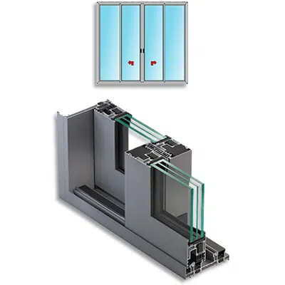 Image pour Metra NC-S 170 HES - 2 vantaux coulissants 2 fixes  rail inférieur minimal .Fenêtres et portes coulissantes en aluminium