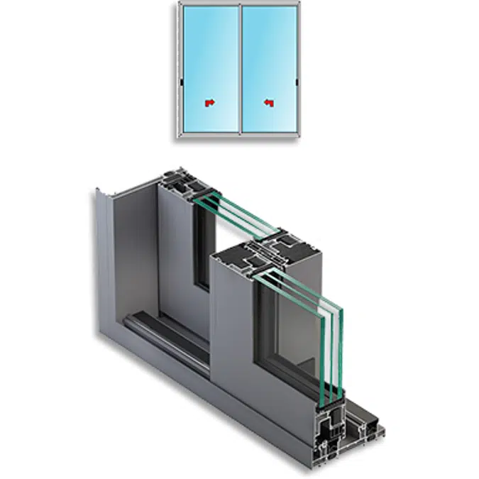 Metra NC-S 170 HES - 2 Schiebeflügel zweiläufig abgesenkte Schwelle. Schiebesysteme aus Aluminium für Fenster und Türen