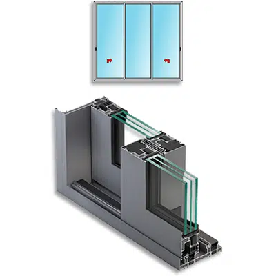 Image for Metra NC-S 170 HES - 2 sliding sashes with central fixed sash on 2 tracks Aluminium Sliding System for windows and doors