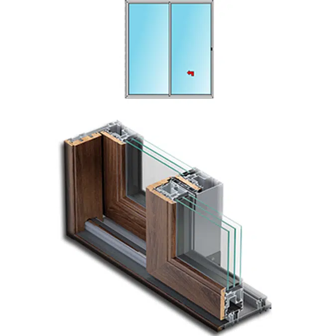 Metra AELLE-S 190 STH - 1 vantail coulissant 1 fixe rail inférieur minimal .Fenêtres et portes coulissantes en aluminium