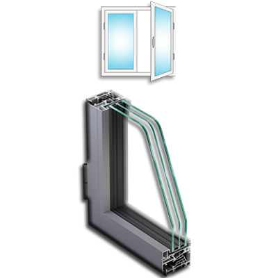 Image for Metra NC 65 HES SLIM - Double Casement Aluminium Window inward opening
