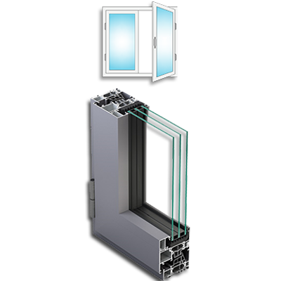 Image for Metra NC 65 HES WS - Double Casement Aluminium Window inward opening