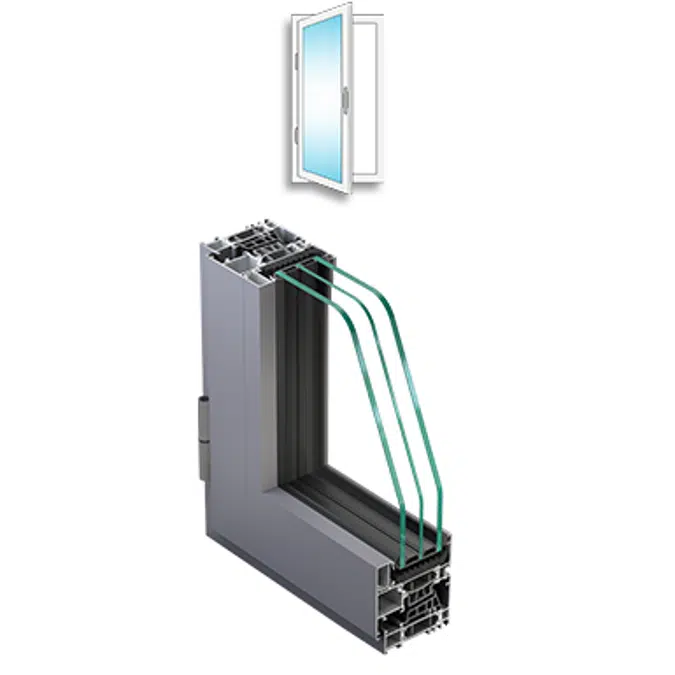 Metra NC 75 HES WS - Single side hung door Aluminium Window inward opening