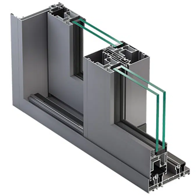 Metra NC-S 150 HES - 2 sliding sashes on 2 tracks low sill with 40 mm central section Aluminium Sliding System for windows and doors