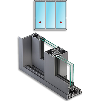 Image for Metra NC-S 150 HES - 2 sliding sashes with central fixed sash on 2 tracks low sill Aluminium Sliding System for windows and doors