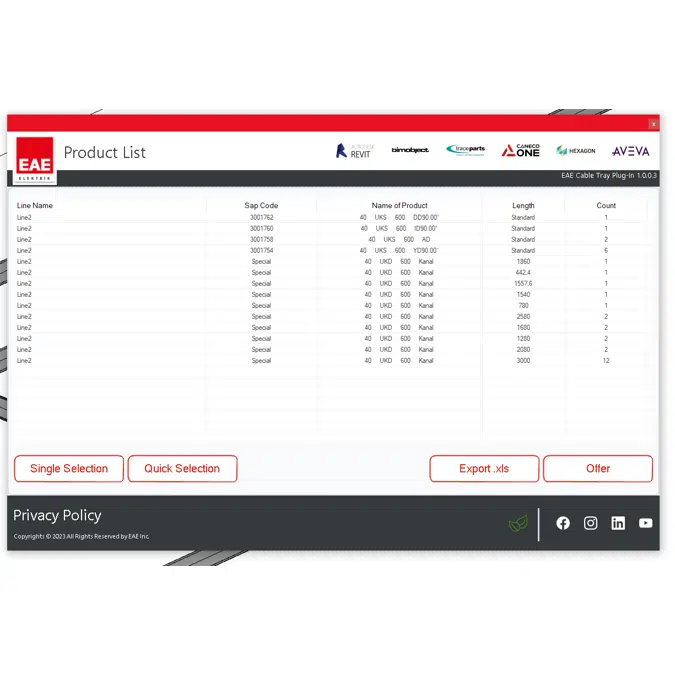 EAE Cable Tray Plug-In