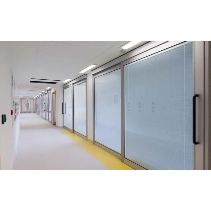 Automatic glass hermetic door Single-Side-W-Fixed-Leaf-with single frame