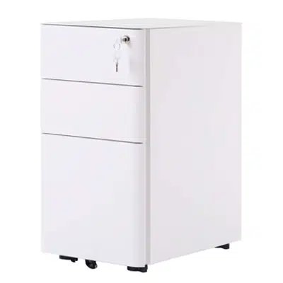 Image for 3 Drawer File Cabinet with Lock, Metal White