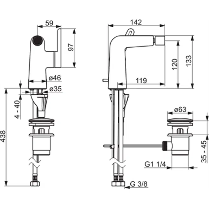 BIM objects - Free download! HANSADESIGNO Style Single lever bidet ...