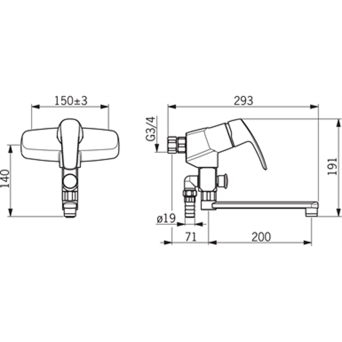 BIM objects - Free download! Oras Safira Single lever utility room ...