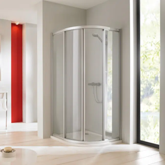 Alpha semi-circular corner shower 85-87x85-87 cm matt chrome / clear glass