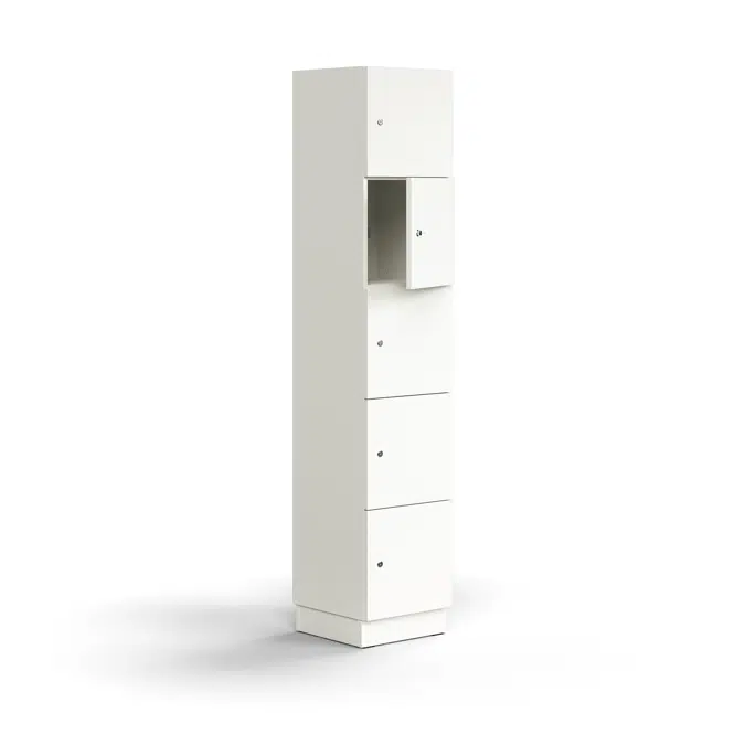 Lockable personal storage QBUS, 5 comps, base frame, 2020x400x420 mm