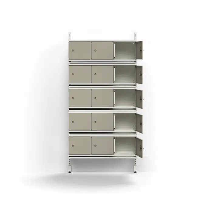 Shoe cabinet ENTRY, basic wall unit, 15 metal doors, 1800x900x300 mm