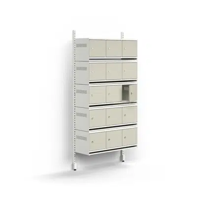 Shoe cabinet ENTRY, basic wall unit, 15 metal doors, 1800x900x300 mm