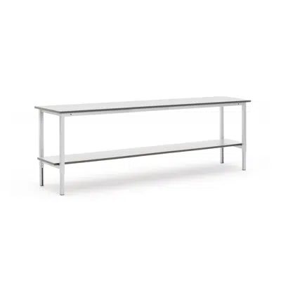 Height adjustable workbench MOTION + bottom shelf manual,2500x600mm