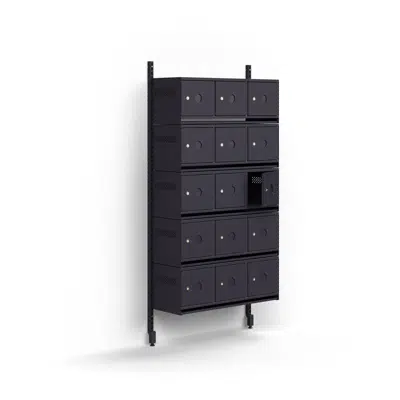 Shoe cabinet ENTRY, basic wall unit, 15 metal doors for labels, 1800x900x300 mm