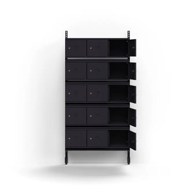Shoe cabinet ENTRY, basic wall unit, 15 metal doors for labels, 1800x900x300 mm