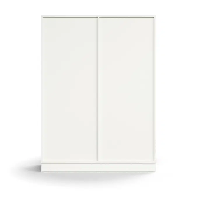Lockable sliding door cabinet QBUS, 3 shelves, base frame, handles, 1636x1200x400 mm