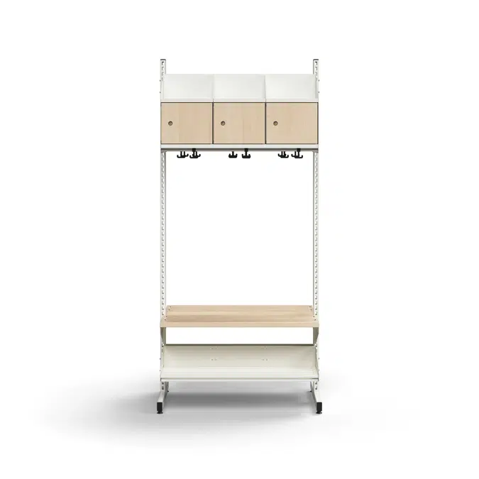 Cloakroom unit ENTRY, basic floor unit, 6 wooden doors, 1800x900x600 mm