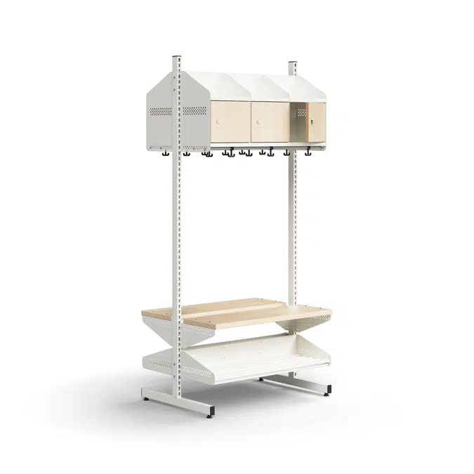 Cloakroom unit ENTRY, basic floor unit, 6 wooden doors, 1800x900x600 mm