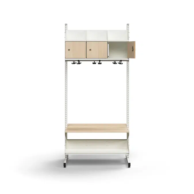 Cloakroom unit ENTRY, basic floor unit, 6 wooden doors, 1800x900x600 mm