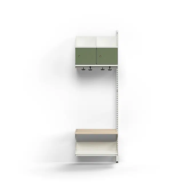 Cloakroom unit ENTRY, add-on wall unit, 2 metal doors, 1800x600x300 mm