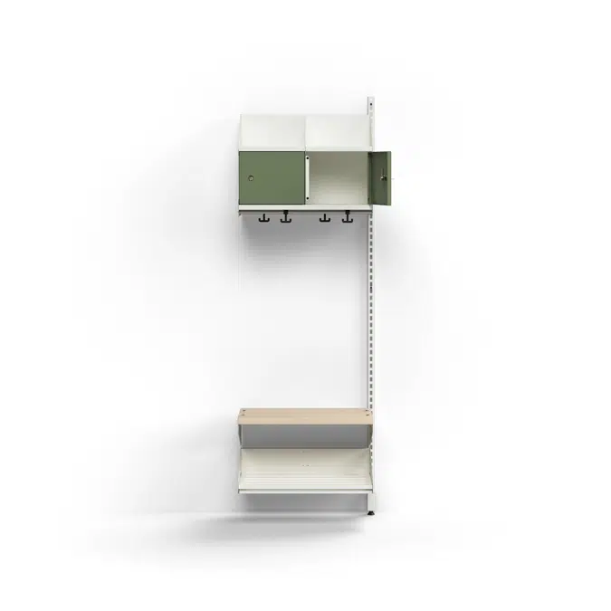 Cloakroom unit ENTRY, add-on wall unit, 2 metal doors, 1800x600x300 mm