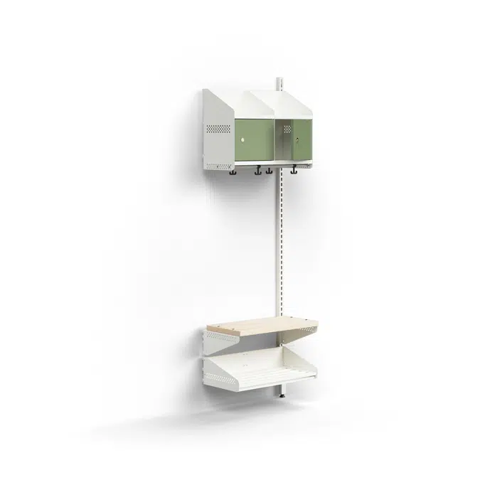 Cloakroom unit ENTRY, add-on wall unit, 2 metal doors, 1800x600x300 mm